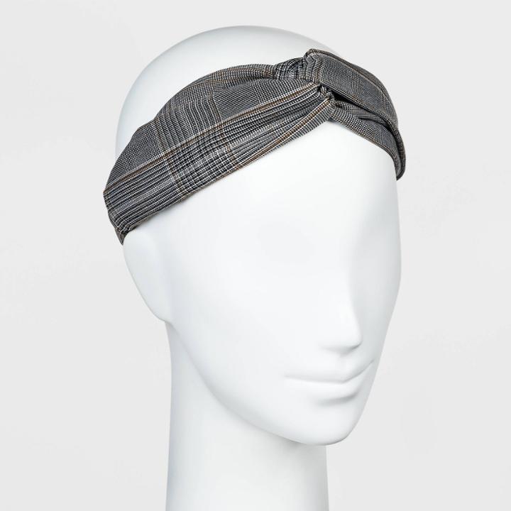 Plaid Twisted Headband - A New Day Gray