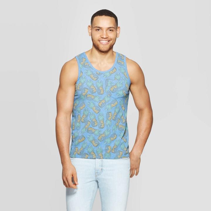 Men's Standard Fit Novelty Scoop Tank - Goodfellow & Co Blue