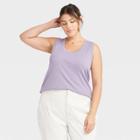 Women's Plus Size Slim Fit Tank Top - A New Day Violet