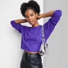 Women's Long Sleeve Boxy Cropped T-shirt - Wild Fable Grape Purple