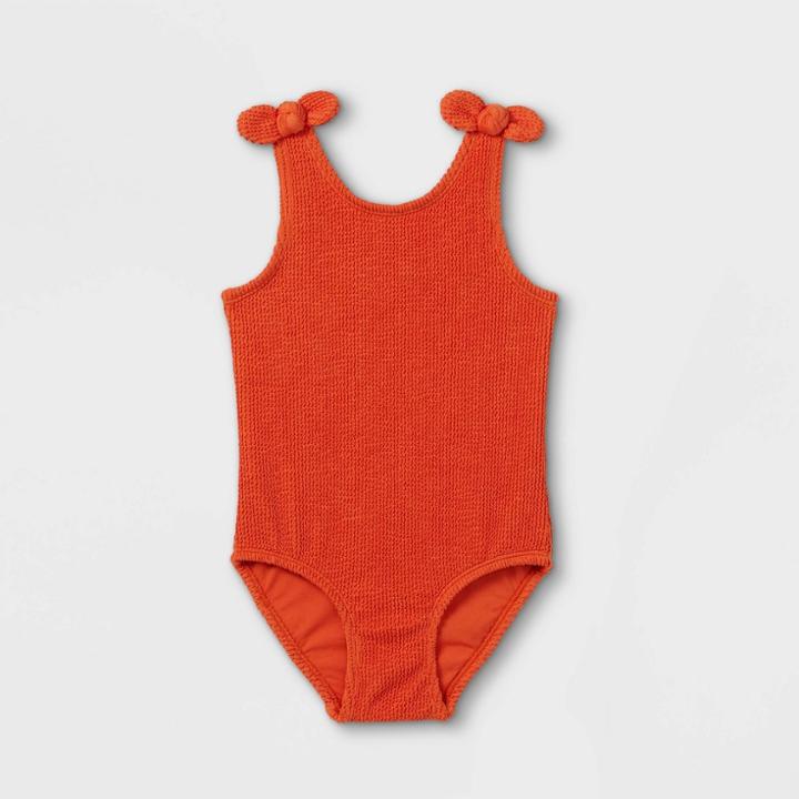 Toddler Girls' Bow Shoulder Bikini Set - Cat & Jack Rust
