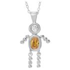 Journee Collection 1/6 Ct. T.w. Oval-cut Cz Bezel Set Birthstone Boy Pendant Necklace In Sterling Silver - Yellow