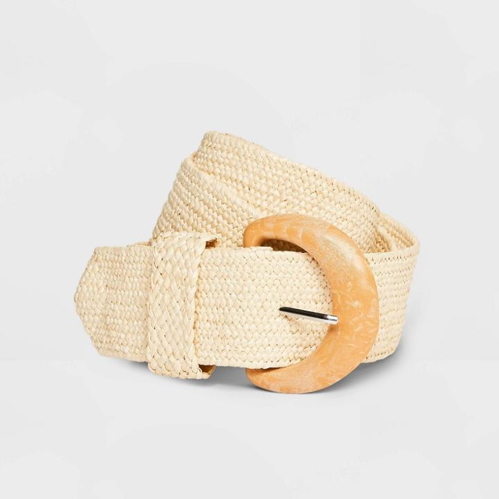 Women's Woven Buckle Belt - Universal Thread Tan