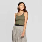 Women's Regular Fit Sleeveless Scoop Neck Tank Top - A New Day Olive (green)