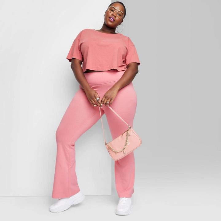 Women's High-waisted Flare Leggings - Wild Fable Salmon Pink