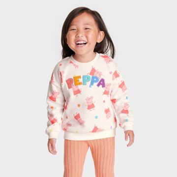 Toddler Girls' Peppa Pig Printed Pullover Sweatshirt - Ivory