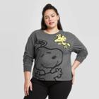 Women's Peanuts Plus Size Snoopy+woodstock Long Sleeve T-shirt (juniors') - Charcoal Heather 2x, Women's, Size: