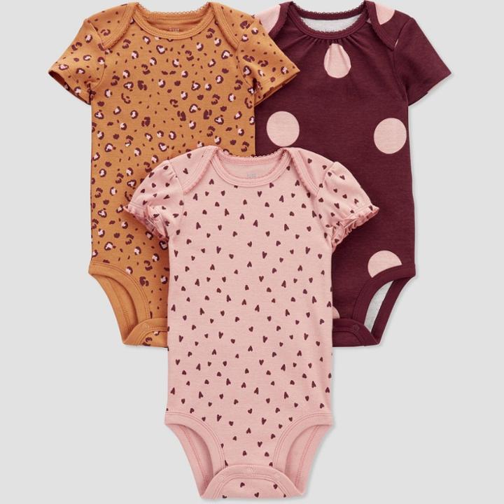 Carter's Just One You Baby Girls' 3pk Dot Bodysuit - Burgundy