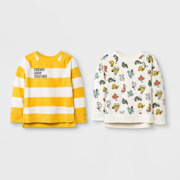 Toddler Boys' French Terry 2pk Friends Grow Together Pullover - Cat & Jack Yellow/cream