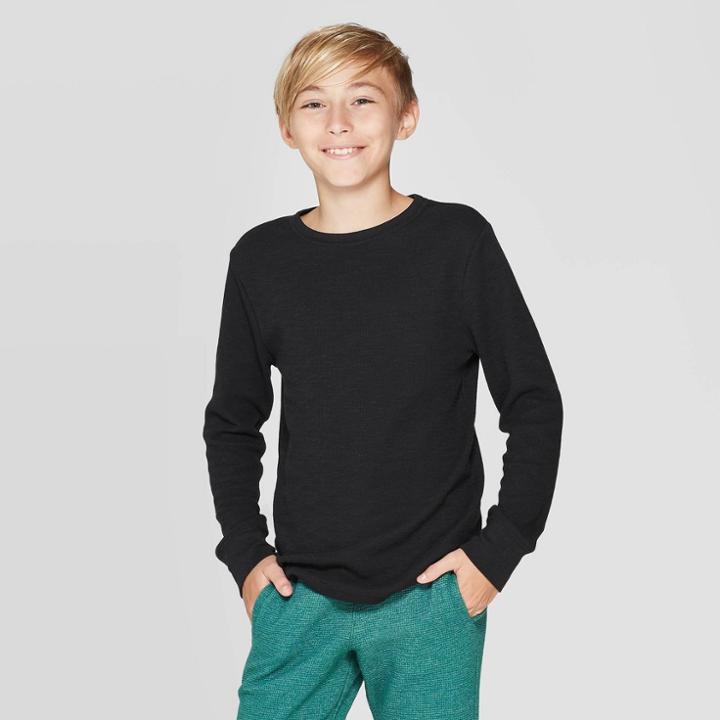 Boys' Thermal T-shirt - Cat & Jack Black S, Boy's,