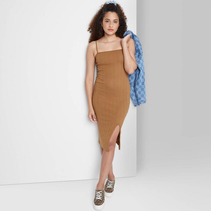 Women's Sleeveless Knit Bodycon Dress - Wild Fable Brown