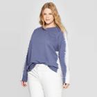 Women's Plus Size Long Sleeve Crewneck Tie Dye Sweatshirt - Universal Thread Navy