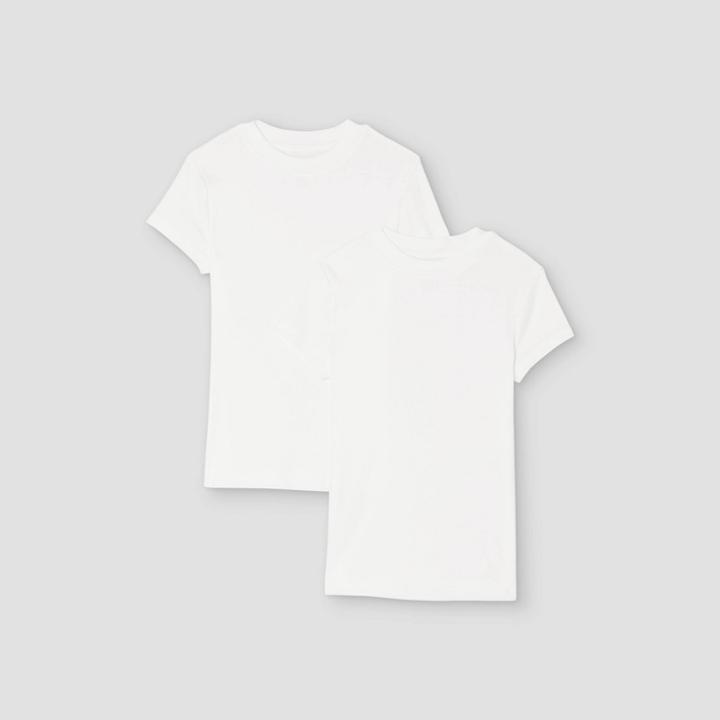 Women's Short Sleeve Ribbed 2pk Bundle T-shirt - A New Day White/white