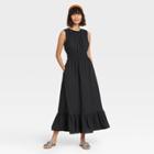 Women's Sleeveless Smocked Waist Dress - A New Day Black