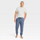 Men's Plaid Short Sleeve Henley + Flannel Jogger Pajama Set - Goodfellow & Co Blue