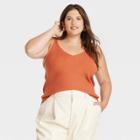 Women's Plus Size Fine Gauge Sweater Tank Top - A New Day Rust