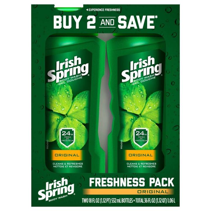 Irish Spring Original Body Wash - 18 Fl Oz/2pk, Adult Unisex