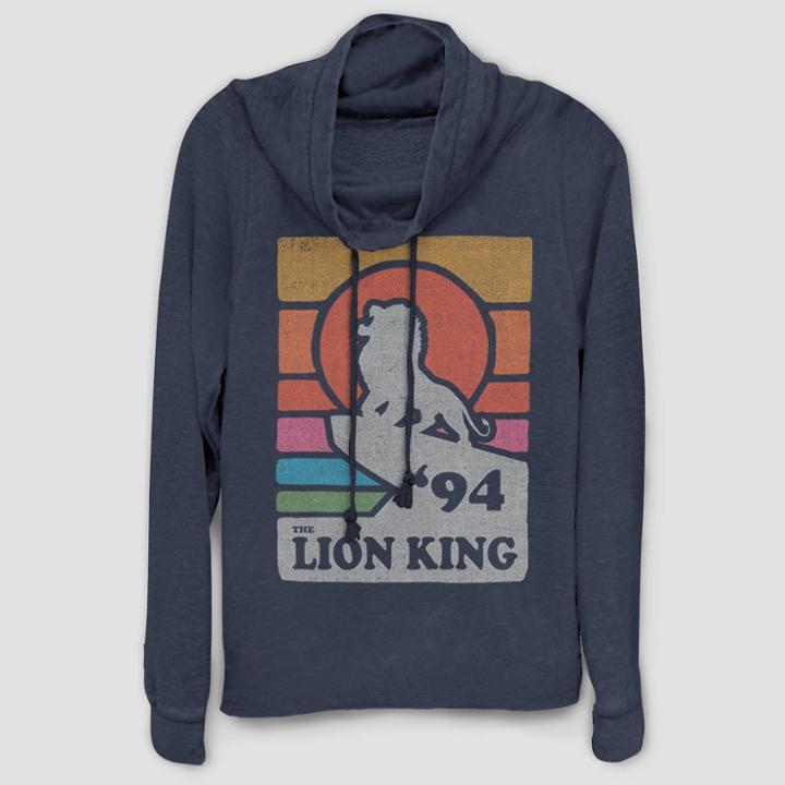 Disney Women's Simba Vintage Pride Cowl Neck Sweatshirt (juniors') - Navy