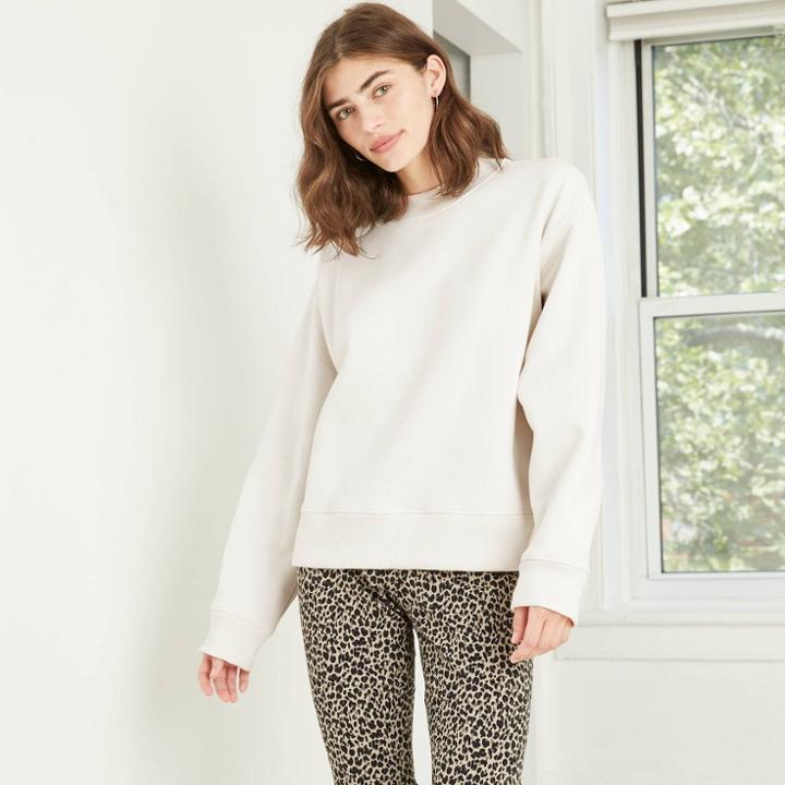 Women's All Day Fleece Sweatshirt - A New Day Cream