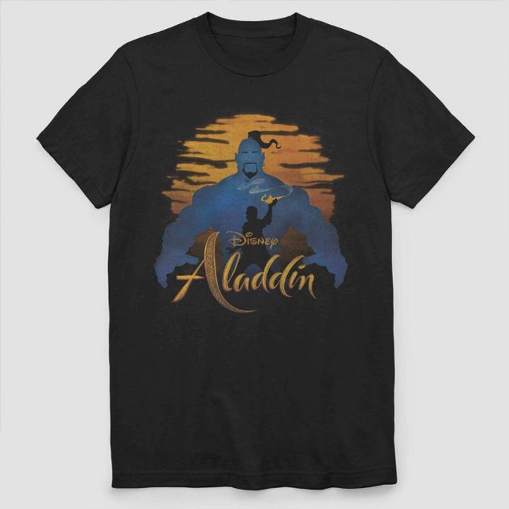 Men's Disney Aladdin Genie Silhouette Short Sleeve Graphic T-shirt - Black
