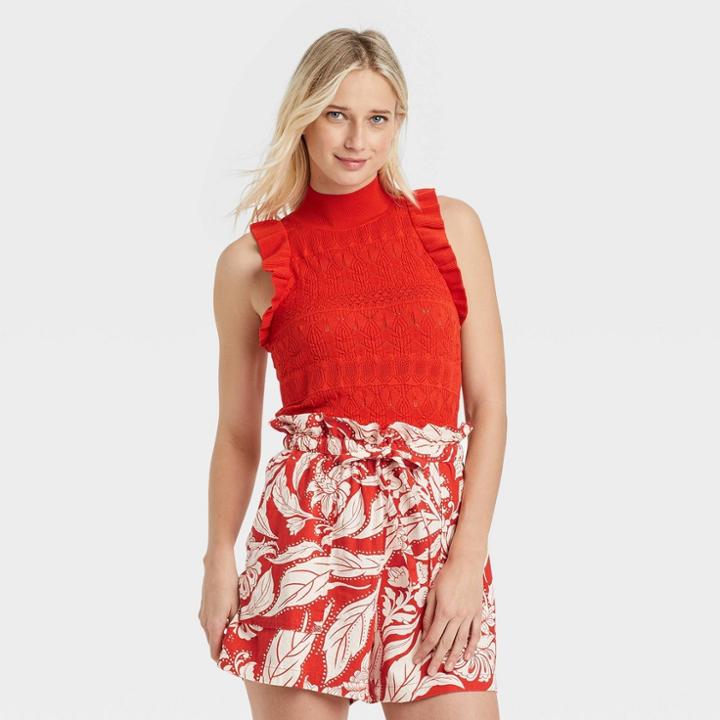 Women's Crochet Halter Neck Sweater Vest - Who What Wear