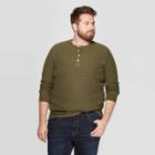 Men's Big & Tall Regular Fit Long Sleeve Textured Henley Shirt - Goodfellow & Co Late Night Green 5xbt, Late Black Green