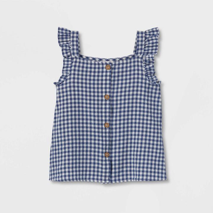 Girls' Printed Sleeveless Woven Top - Cat & Jack Navy