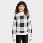 Girls' Mock Neck Plaid Sweater - Cat & Jack Cream/black