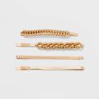Metal And Chain Bobby Pin Set 4pc - A New Day Gold