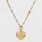 14k Gold Dipped 'c' Initial Diamond Cut Heart Pendant Necklace - A New Day Gold
