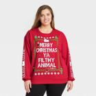 Women's Home Alone Plus Size Merry Christmas Graphic Pullover Sweater - Cherry Red