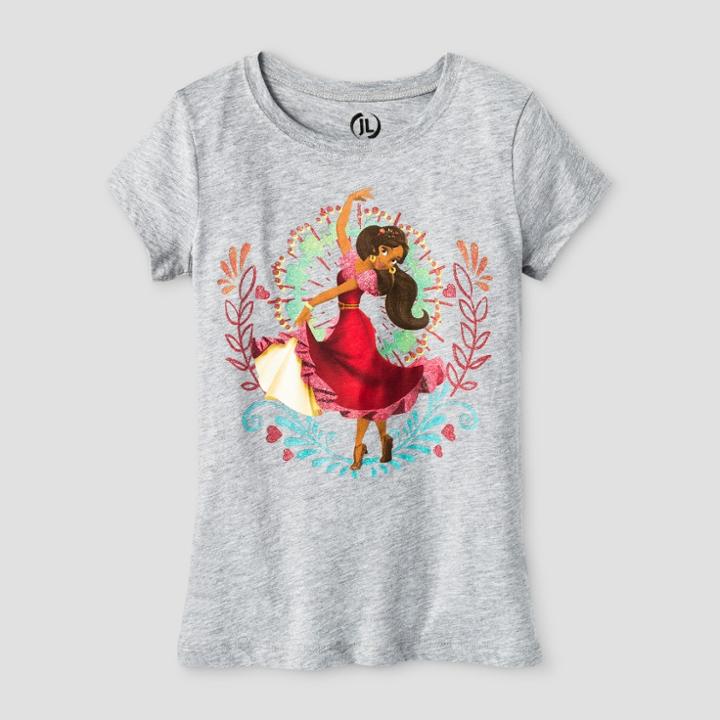 Elena Of Avalor Girls' Disney Elena Short Sleeve T-shirt - Grey L, Size: