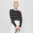 Women's Striped Pullover Sweater - A New Day Black/white