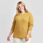 Women's Plus Size Crewneck Matte Chenille Pullover Sweater - Ava & Viv Gold X, Women's