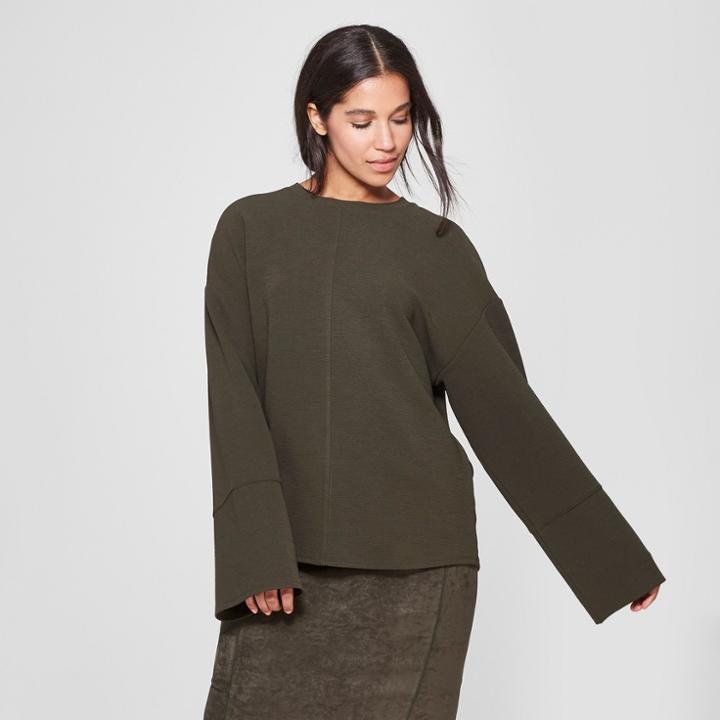 Women's Long Sleeve Relaxed Seamed Top - Prologue Olive