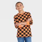 Boys' Long Sleeve Checkerboard Print T-shirt - Cat & Jack Orange