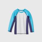 Toddler Boys' Colorblock Long Sleeve Rash Guard - Cat & Jack Blue/white/purple 12m, Blue/purple/white