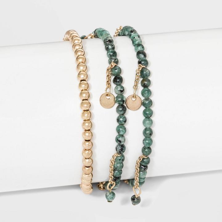 Brass Semi Jade Bracelet - Universal Thread Gold,