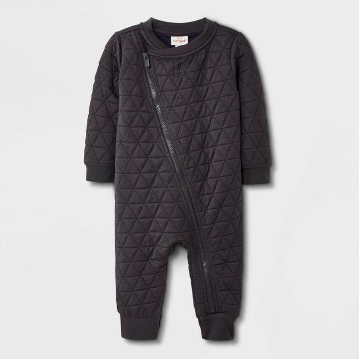 Baby Quilted Moto Romper - Cat & Jack Gray Newborn