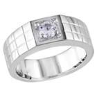 Allura Men's 0.32 Ct. T.w. Sapphire 4-prong Set Ring In Sterling Silver