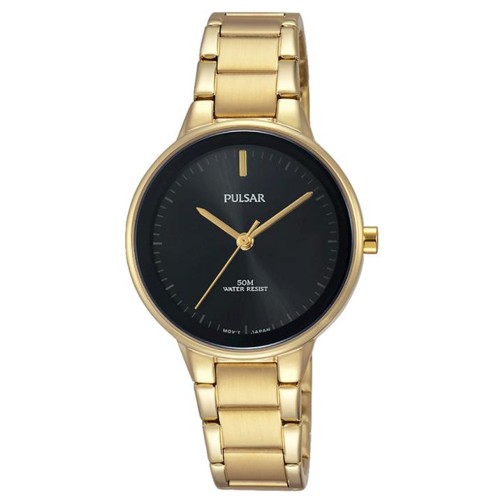 Women's Pulsar - Gold Tone With Black Dial And Bezel Prs676,
