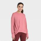 Women's Super Soft Twist-front Crewneck Pullover Sweatshirt - All In Motion Rose Red