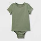 Toddler Kids' Adaptive Short Sleeve Bodysuit With Abdominal Access - Cat & Jack Army Green