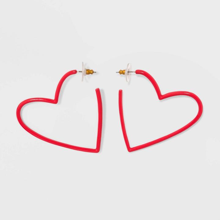 Target Sugarfix By Baublebar Coated Heart Hoop Earrings - Red, Girl's