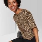 Target Women's Leopard Print Short Sleeve Oversized Crewneck Boxy T-shirt - Wild Fable Brown
