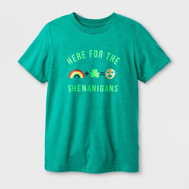 Boys' Short Sleeve 'here For The Shenanigans' T-shirt - Cat & Jack Green