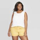 Women's Plus Size Crewneck Smocked Tank Top - Universal Thread White X