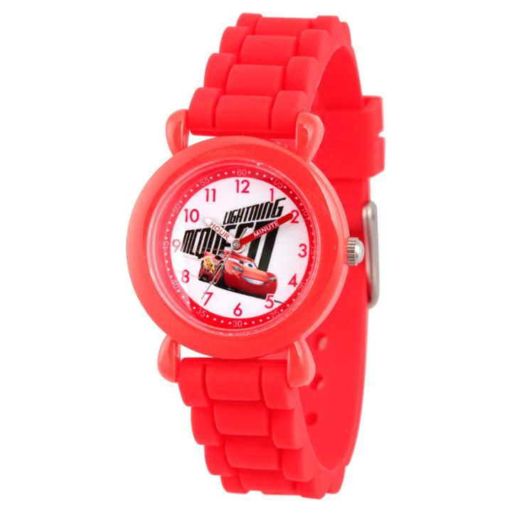Boys' Disney Cars 3 Lightning Mcqueen Red Plastic Time Teacher Watch - Red, Boy's