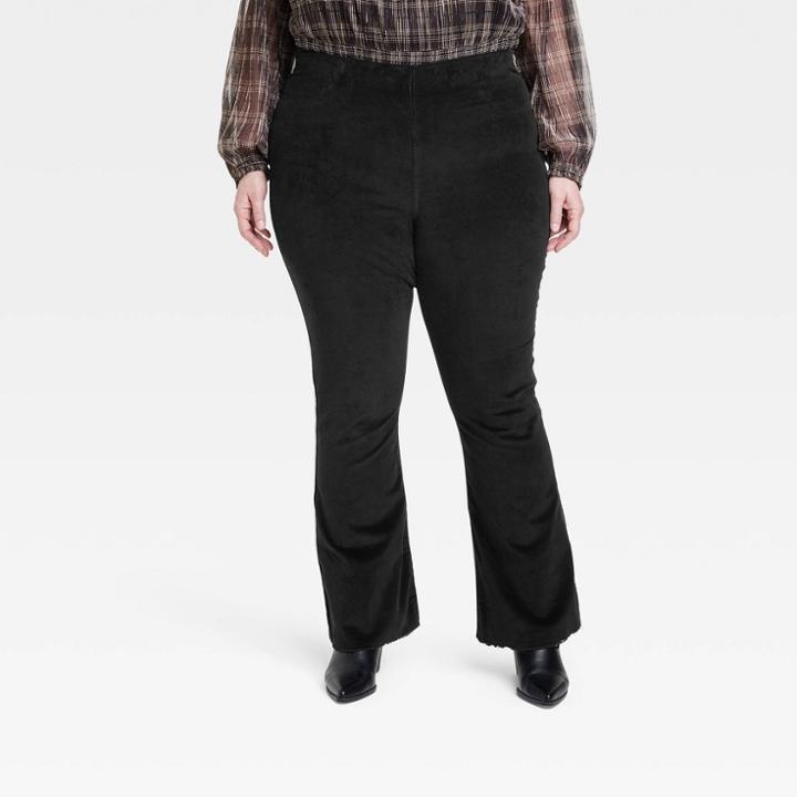 Women's Plus Size High-rise Corduroy Flare Pants - Knox Rose Black