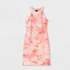 Girls' High Neck Rib-knit Sleeveless Dress - Art Class Orange